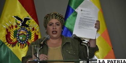 La ministra Prada durante la presentación del proyecto de ley 
/Ministerio de la Presidencia
