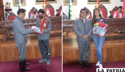 Albert Salazar y Dayana Beltrán reciben la distinción de manos del gobernador /LA PATRIA