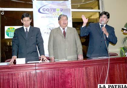 Conferencia de prensa en la que se presentaron adelantos tecnológicos de Coteor