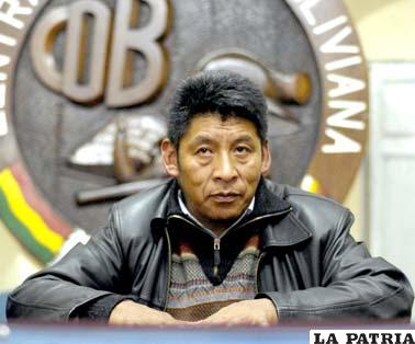 Secretario ejecutivo de la Central Obrera Boliviana (COB), Pedro Montes