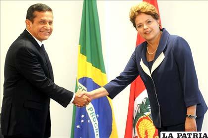 Presidente electo del Perú, Ollanta Humala y la presidenta del Brasil, Dilma Rousseff
