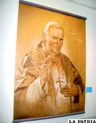 Obra pictórica inspirada en el Papa Juan Pablo II, se expone en el salón
“Valerio Calles”
