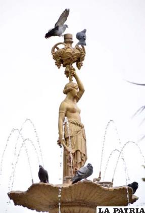 Las estatuas y fuentes de agua son lugares donde las aves se bañan y sacian su sed