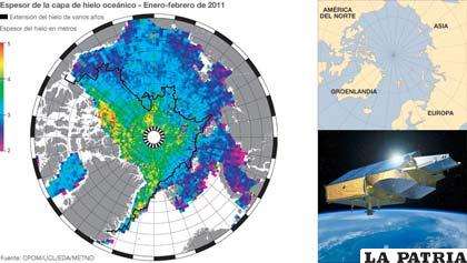 Este es el mapa más exacto, trazado desde el espacio exterior, que muestra el grosor de la capa de hielo