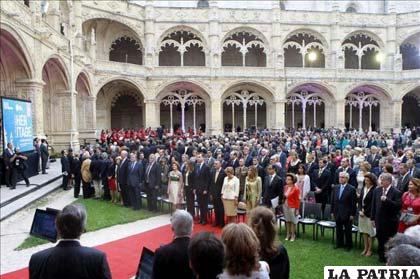 Los Príncipes de Asturias, don Felipe y doña Letizia, durante el acto entrega de los Premios Europa Nostra