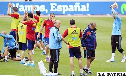El entrenador de la selección española instruye a sus dirigidos (foto: futbolargentino.com)
