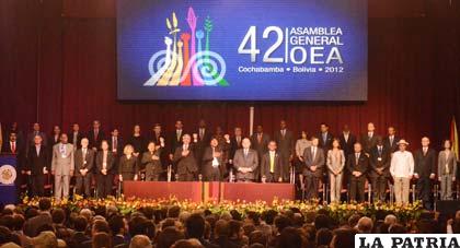 Inauguración de la 42 Asamblea de la OEA en Cochabamba (Foto APG)
