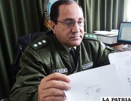 Director de la Felcc, coronel Héctor Ríos Montaño