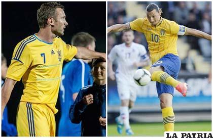 Voronin delantero de Ucrania, Ibrahimovic de Suecia (foto: futbolred.com)