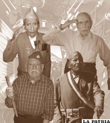 (Arriba de izq. a der.) Absalón Rivera Blacut y Cnl. (r) Miguel Azurduy(Debajo de izq. a der.) Alberto Saavedra y Manuel Challwa