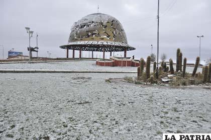 El Casco del Minero se cubrió de nieve