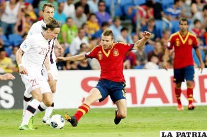 Una acción de la victoria de España sobre Noruega