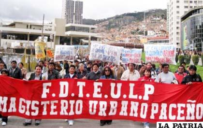 Marcha de los maestros urbanos de La Paz