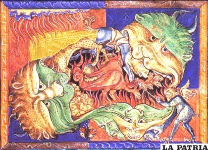 Escenificación medieval del infierno dentro de la imaginación hecha mitología