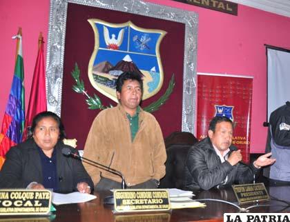La directiva saliente que propició la elección del directorio de la Asamblea Legislativa Departamental de Oruro
