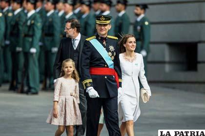 La princesa con sus padres, los Reyes de España