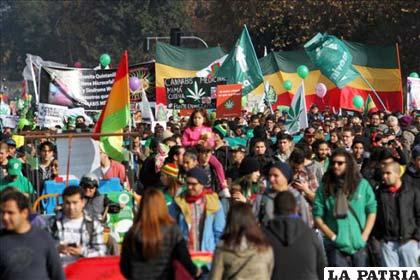 Miles de chilenos salieron a las calles pidiendo la despenalización del cultivo y uso de marihuana