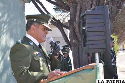 El comandante departamental de Policía, coronel Rodolfo Tapia Zuleta