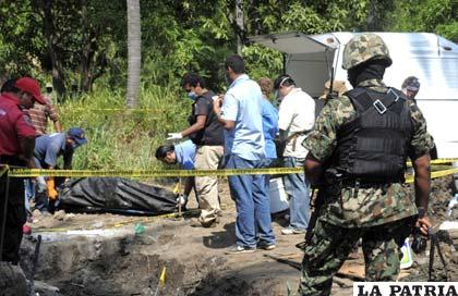 Levantamiento de cadáveres en las fosas encontradas /posta.com.mx