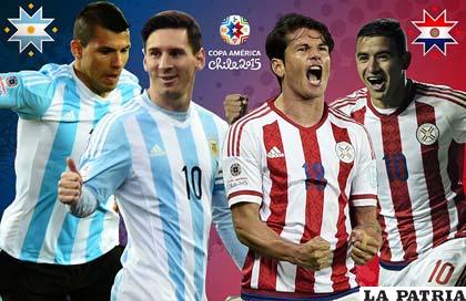 Agüero, Messi (Argentina), Valdez y 
González (Paraguay) se enfrentarán esta noche /conmebol.com