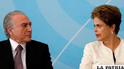 El presidente interino, Michel Temer y la mandataria suspendida de Brasil, Dilma Rousseff /unionradio.net