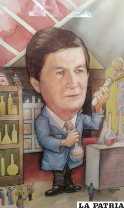 Caricatura del profesor Almendras que estudiantes del Arce hicieron con cariño