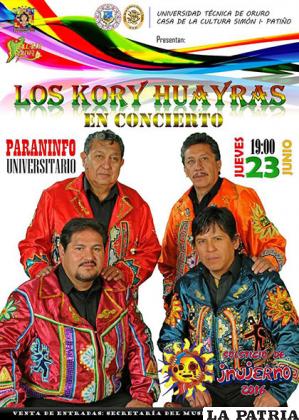 Kory Huayras estará en concierto hoy