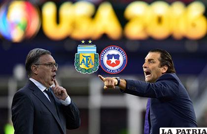 Gerardo Martino, DT Argentina y Juan Antonio Pizzi DT Chile /conmebol.com