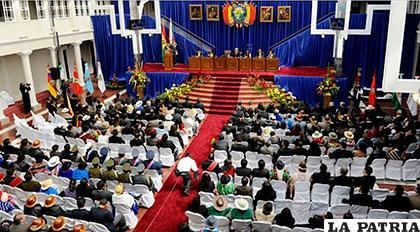 Sesión de la Asamblea Legislativa Plurinacional del 2012, fue en Oruro /erbol.com.bo