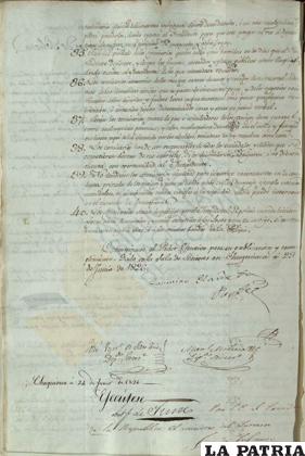 El documento con la firma del Mariscal Sucre