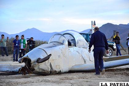 La avioneta siniestrada en cercanías de la ciudad de Tarija /APG