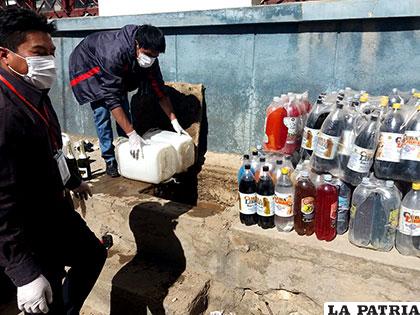 Las bebidas en una gran mayoría fueron decomisadas en las calles Backovic y Ayacucho