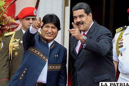 Evo Morales y Nicolás Maduro en un pasado encuentro /La Prensa