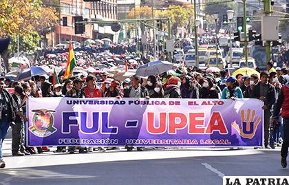 Marcha de la UPEA en La Paz /APG