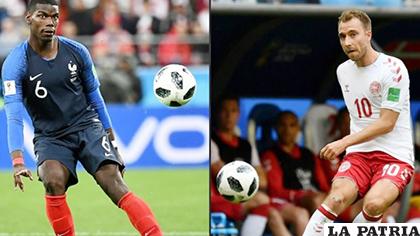 Pogba de Francia frente a Eriksen de Dinamarca /amtv.pe