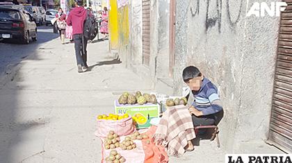 Un menor vende frutas en la avenida Buenos Aires de La Paz  /ANF