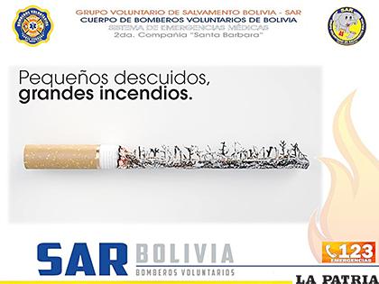 No tirar cigarrillos sobre la vegetación o maleza es fundamental /SAR Bolivia