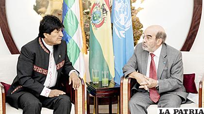 El director General de la FAO, José Graziano da 
Silva (der) y el Presidente Evo Morales (izq) /FAO