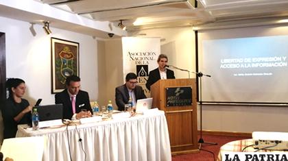 Los expositores en la conferencia internacional de Libertad de Expresión en la Región Andina /ANF