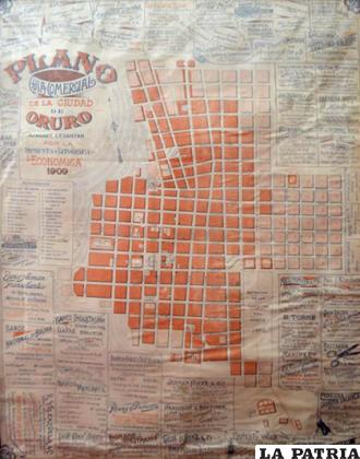 La guía comercial y el plano de la ciudad de Oruro de 1909 / LA PATRIA