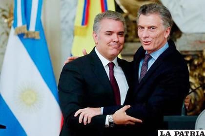 El presidente de Argentina, Mauricio Macri, mantuvo este lunes una reunión en Buenos Aires con su par de Colombia, Iván Duque /El Universal