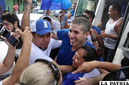 Líder estudiantil, Edwin Carcache, al ser liberado este martes por el gobierno de Daniel Ortega /AFP
