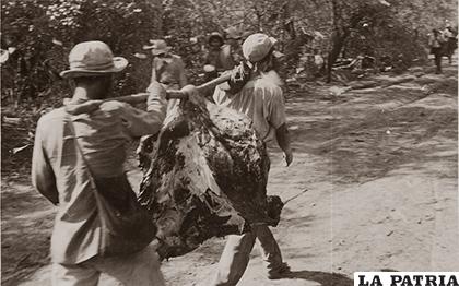 Campamento de los bolivianos antes de la batalla Kilometro 7