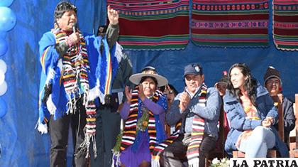 El presidente Evo Morales en el acto en San Pedro de Macha /ABI