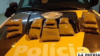Las mujeres llevaban 6.866 kg de pasta base de cocaína /Policía Militar de Brasil
