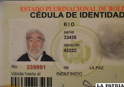 La fotografía de la cédula de identidad de la persona fallecida / LA PATRIA