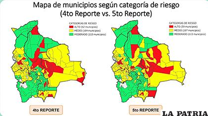 Mapa de municipios según la categoría de riesgo en la que se encuentran /Ministerio de Salud
