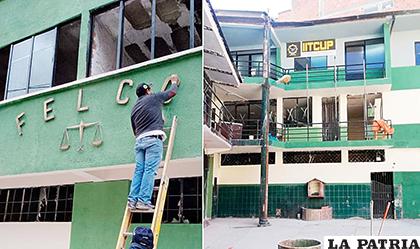Los efectivos policiales hicieron la refacción de su edificio principal en la Ceja de El Alto /EDWIN APAZA
