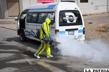 Fumigación de los minibuses /gamo