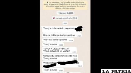 Roca compartió parte de los mensajes con amenazas que recibe /RR.SS.